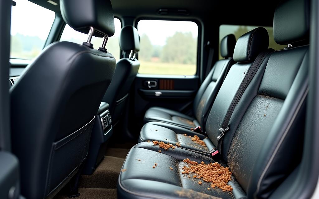 오염물로 더러워진 벤츠 G바겐 실내 before